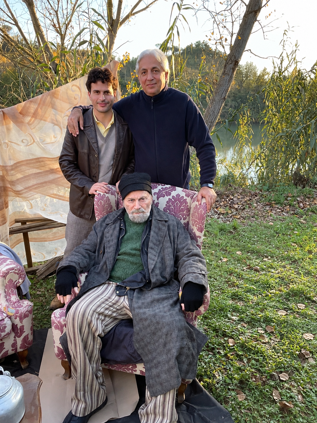 Brenno Placido, Franco Nero and Krassimir Ivanov on the set of Aurora (2025)